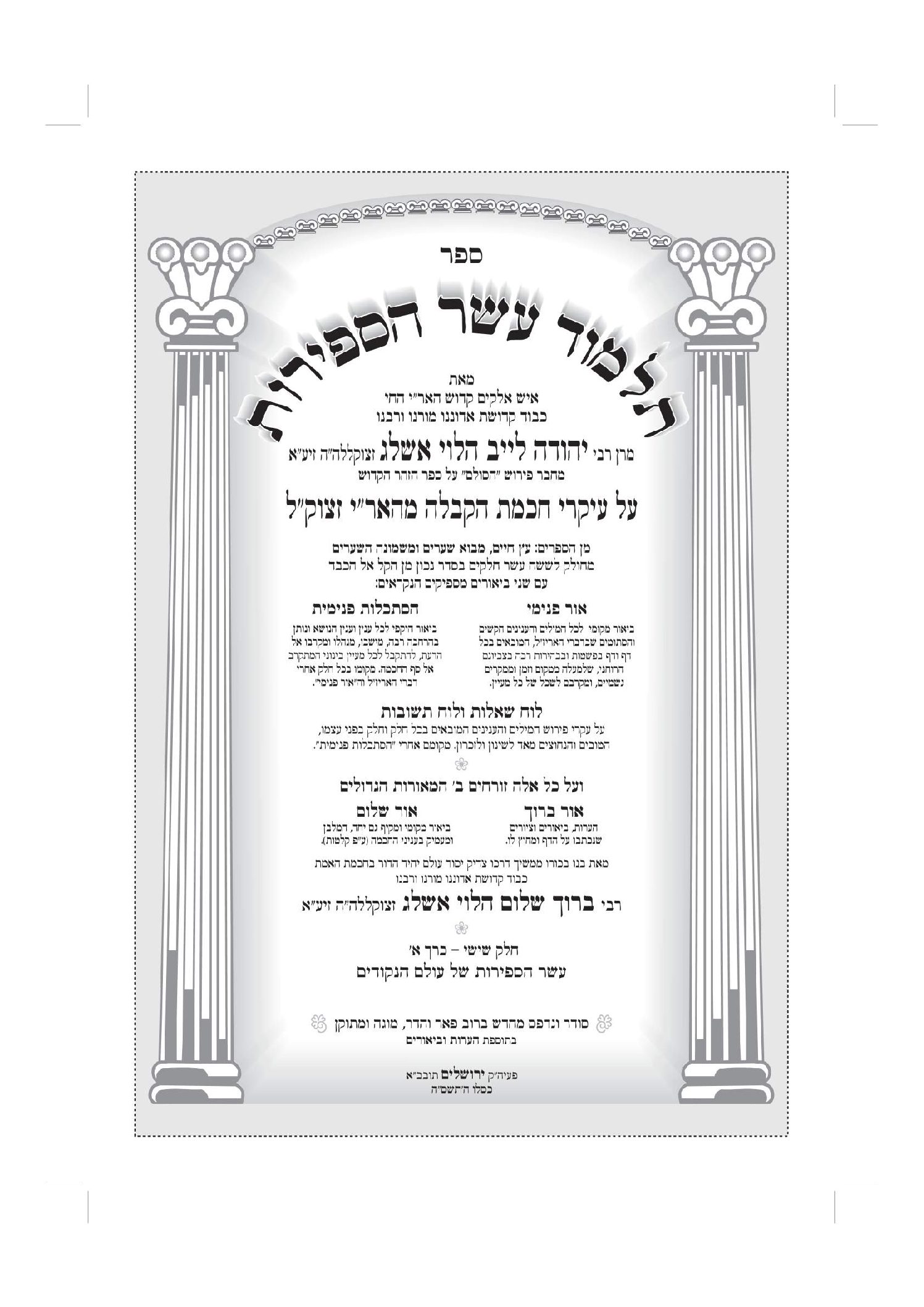 תלמוד עשר הספירות כרך ד' - חלק ו' א' - מהדורה דיגיטלית - קהילת הרב גוטליב